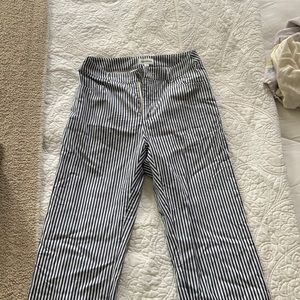 Super down navy and white striped pants